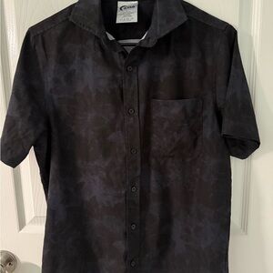 Men's Zyia Black and Purple Marbled Button Down Shirt
